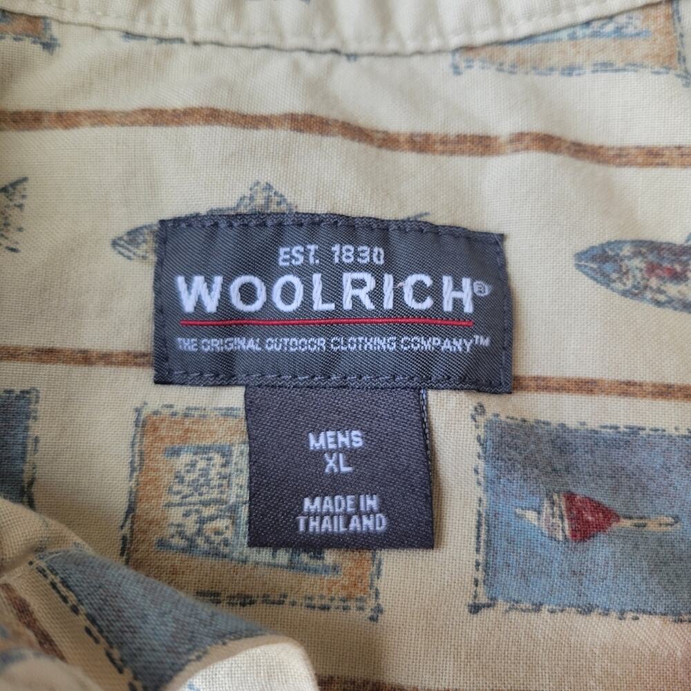 Vintage Woolrich Button Up Short Sleeve Shirt Mens Fishstripe AOP‎ Size XL - Picture 6 of 6